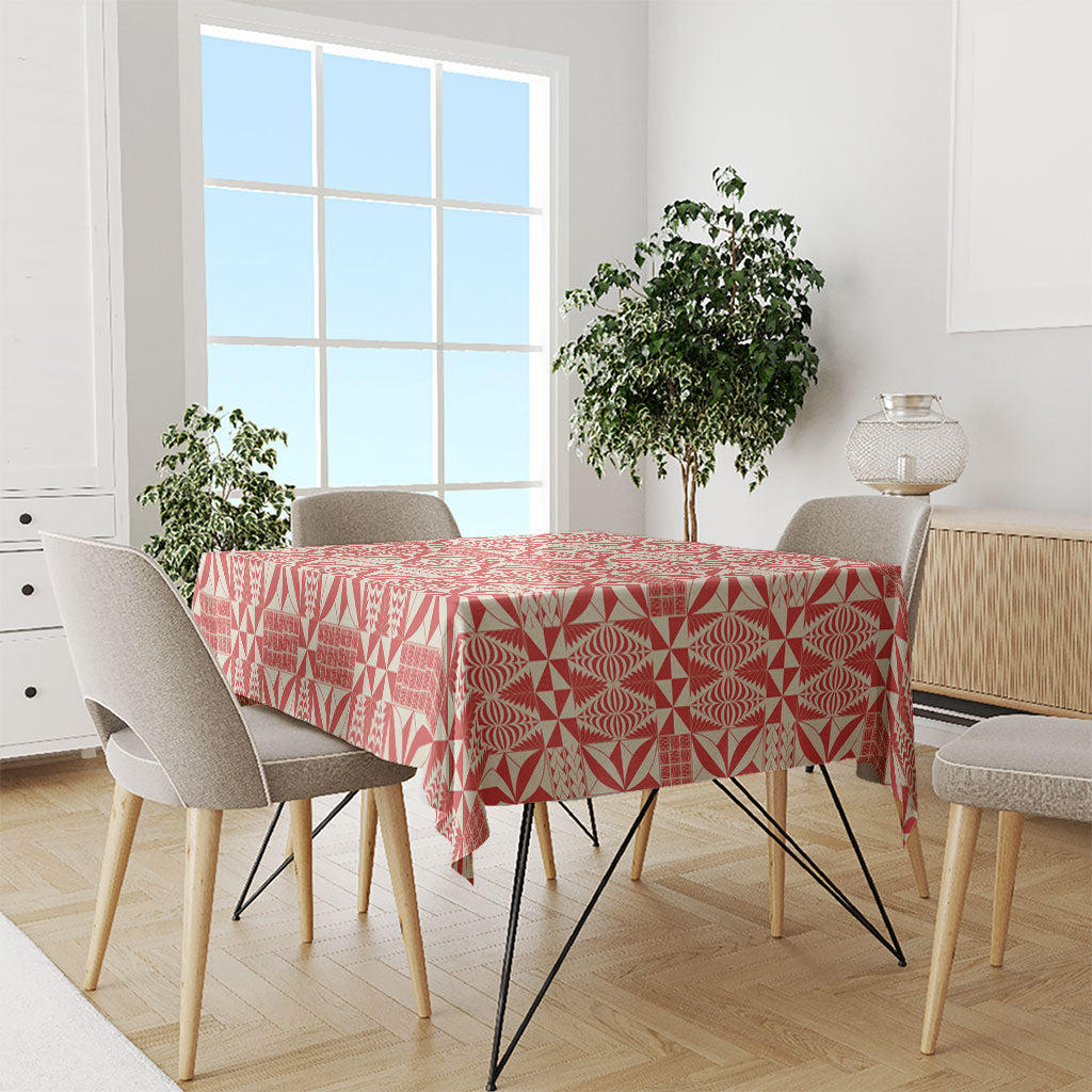 Red Ngatu Pattern Malo e Lelei Tonga Tablecloth LT14 - Polynesian Pride