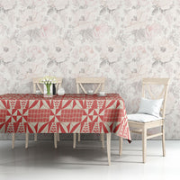 Red Ngatu Pattern Malo e Lelei Tonga Tablecloth LT14 - Polynesian Pride