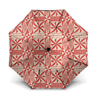 Red Ngatu Pattern Malo e Lelei Tonga Umbrella LT14 One Size Folded 11.42 inch Opened Diameter 37.4 inch Red - Polynesian Pride