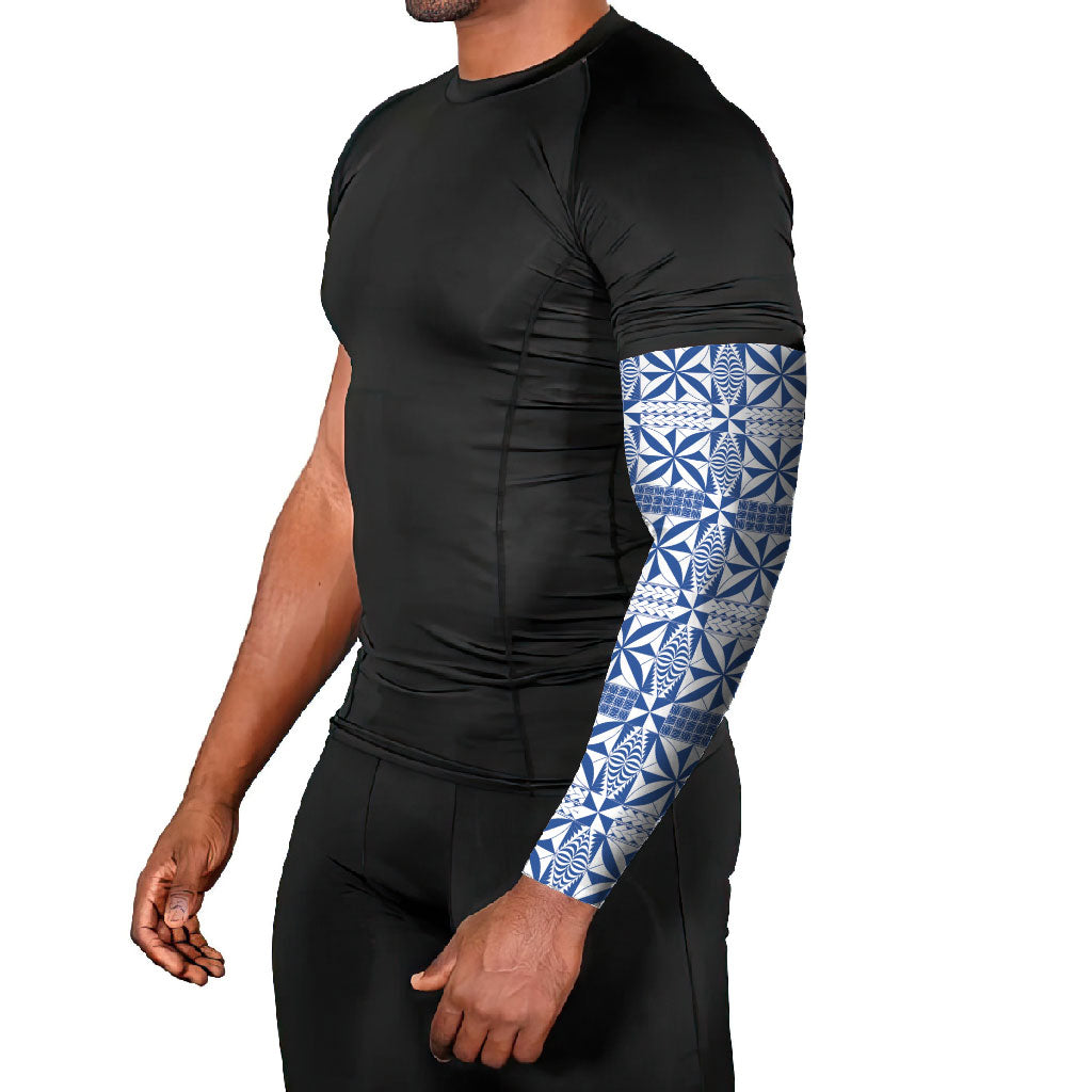 Blue Ngatu Pattern Malo e Lelei Tonga Arm Sleeves LT14 - Polynesian Pride