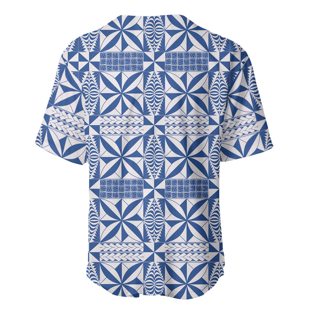 Blue Ngatu Pattern Malo e Lelei Tonga Baseball Jersey LT14 - Polynesian Pride