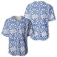 Blue Ngatu Pattern Malo e Lelei Tonga Baseball Jersey LT14 - Polynesian Pride