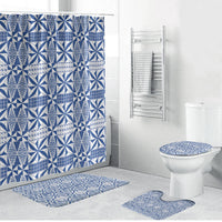 Blue Ngatu Pattern Malo e Lelei Tonga Bathroom Set LT14 Bathroom Set (4 pcs) Blue - Polynesian Pride