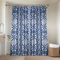 Blue Ngatu Pattern Malo e Lelei Tonga Bathroom Set LT14 Shower Curtain Only Blue - Polynesian Pride
