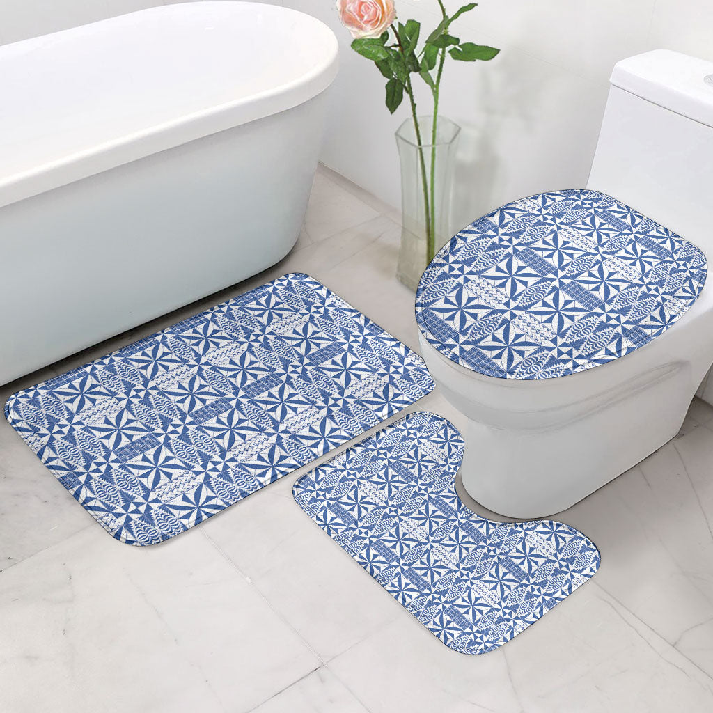 Blue Ngatu Pattern Malo e Lelei Tonga Bathroom Set LT14 - Polynesian Pride