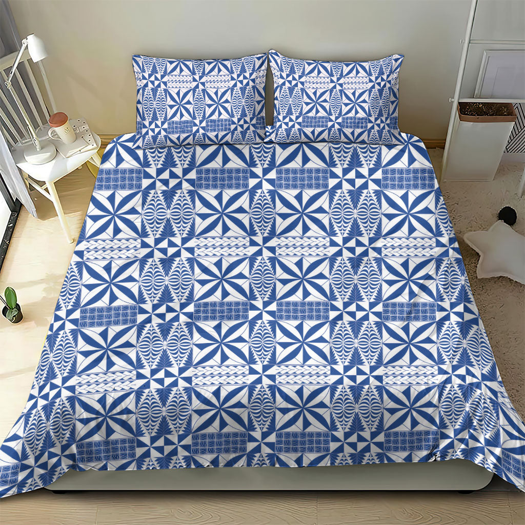 Blue Ngatu Pattern Malo e Lelei Tonga Bedding Set LT14 - Polynesian Pride