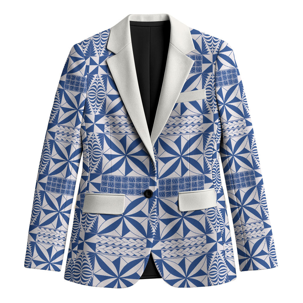 Blue Ngatu Pattern Malo e Lelei Tonga Blazer LT14 Unisex Blue - Polynesian Pride