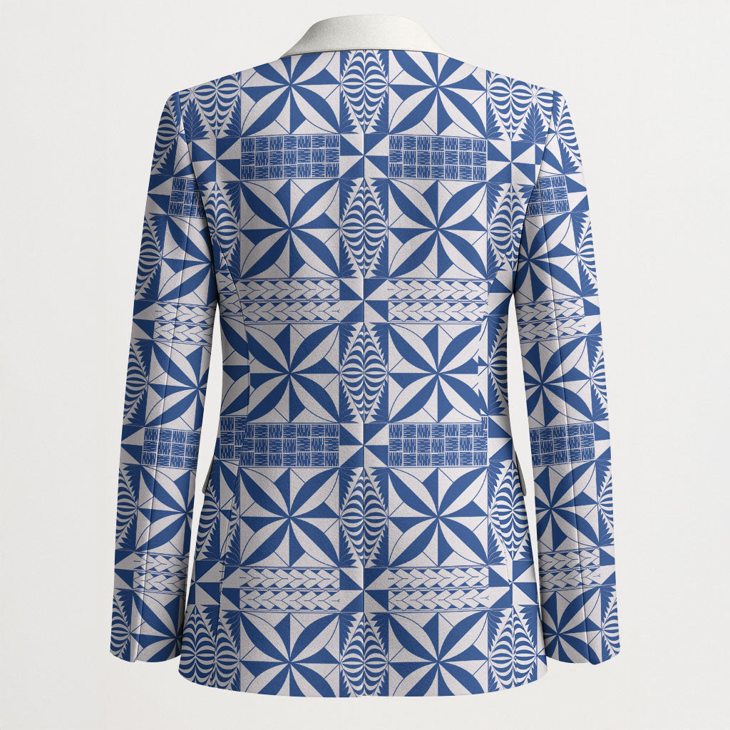 Blue Ngatu Pattern Malo e Lelei Tonga Blazer LT14 - Polynesian Pride