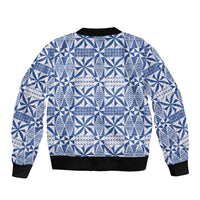 Blue Ngatu Pattern Malo e Lelei Tonga Bomber Jacket LT14 - Polynesian Pride