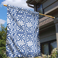Blue Ngatu Pattern Malo e Lelei Tonga Garden Flag LT14 - Polynesian Pride