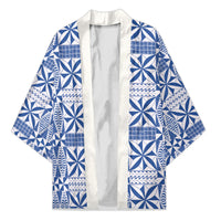 Blue Ngatu Pattern Malo e Lelei Tonga Kimono LT14 Unisex Blue - Polynesian Pride
