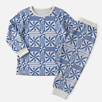 Blue Ngatu Pattern Malo e Lelei Tonga Christmas Pajama Set LT14 Men Blue - Polynesian Pride