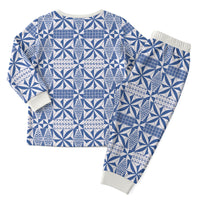 Blue Ngatu Pattern Malo e Lelei Tonga Christmas Pajama Set LT14 - Polynesian Pride