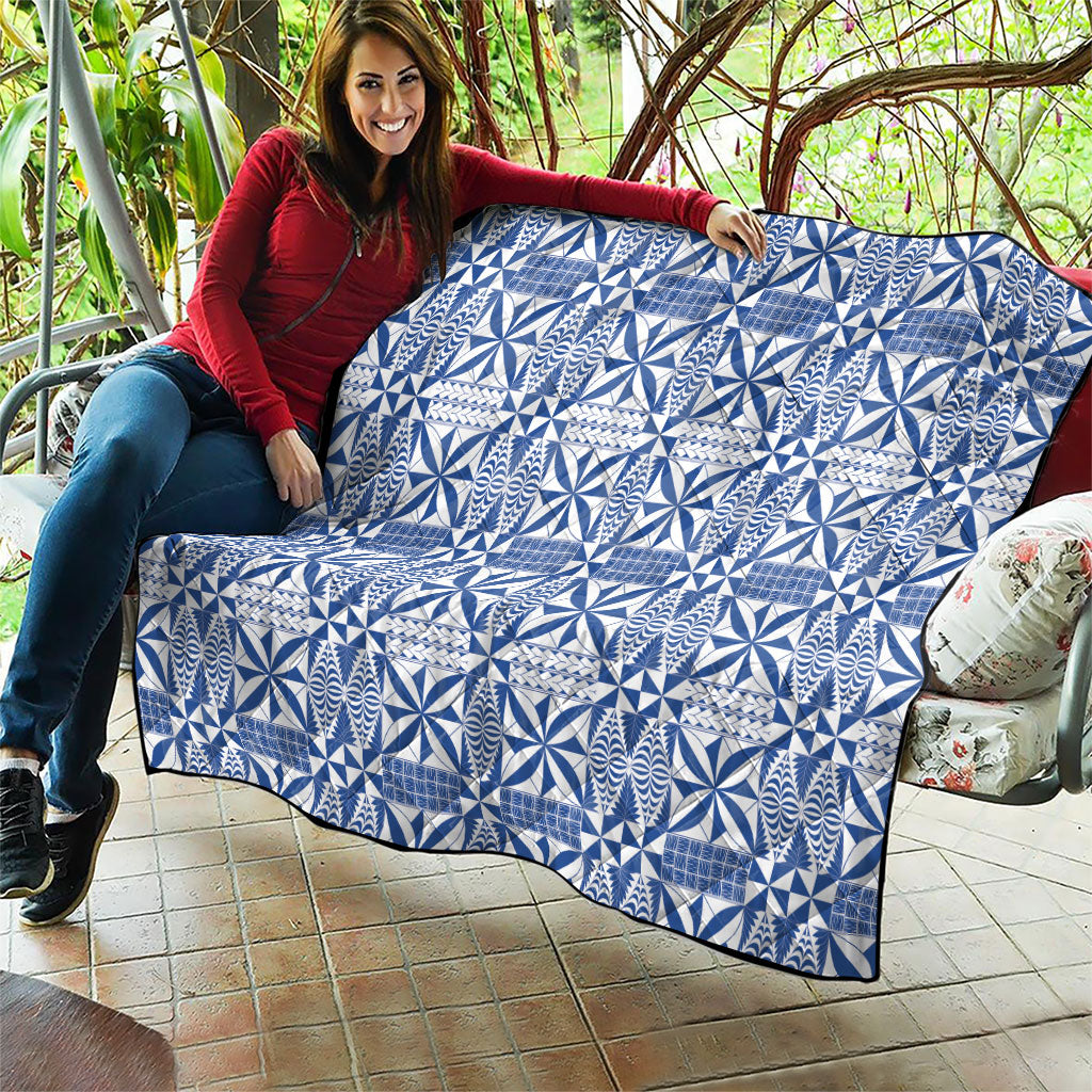 Blue Ngatu Pattern Malo e Lelei Tonga Quilt LT14 - Polynesian Pride