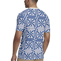 Blue Ngatu Pattern Malo e Lelei Tonga Rugby Jersey LT14 - Polynesian Pride