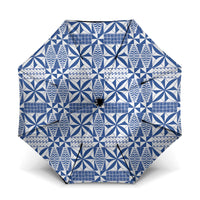 Blue Ngatu Pattern Malo e Lelei Tonga Umbrella LT14 One Size Folded 11.42 inch Opened Diameter 37.4 inch Blue - Polynesian Pride