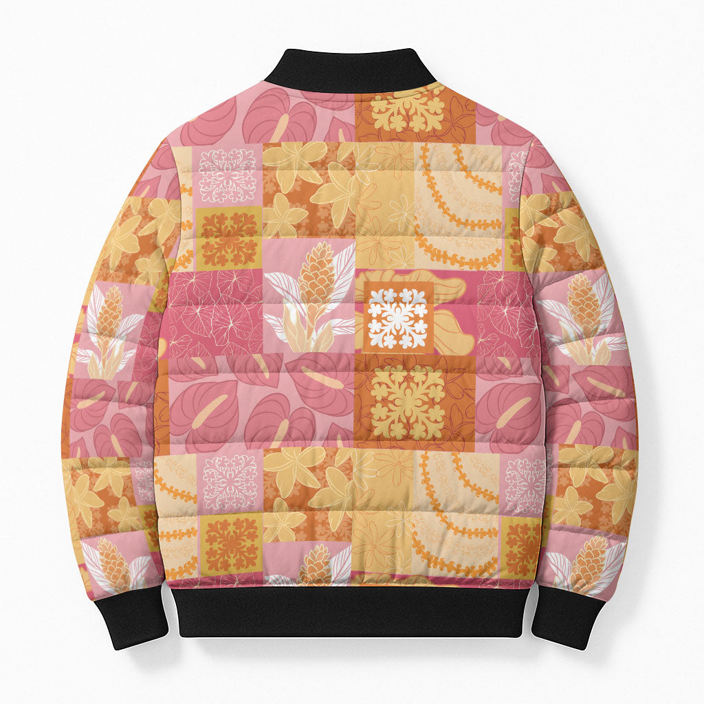 Aloha Hawaii Quilt Floral Patchwork Style Bomber Puffer Jacket LT14 - Polynesian Pride