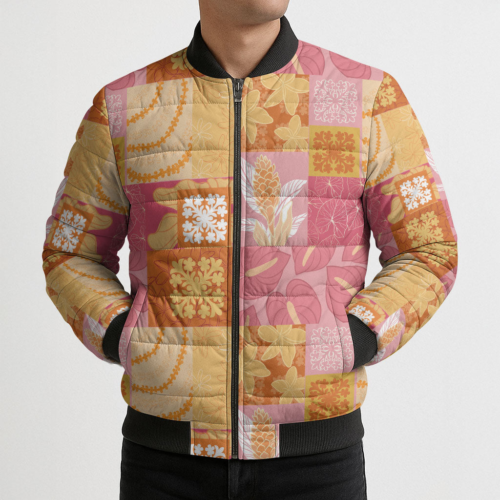 Aloha Hawaii Quilt Floral Patchwork Style Bomber Puffer Jacket LT14 - Polynesian Pride