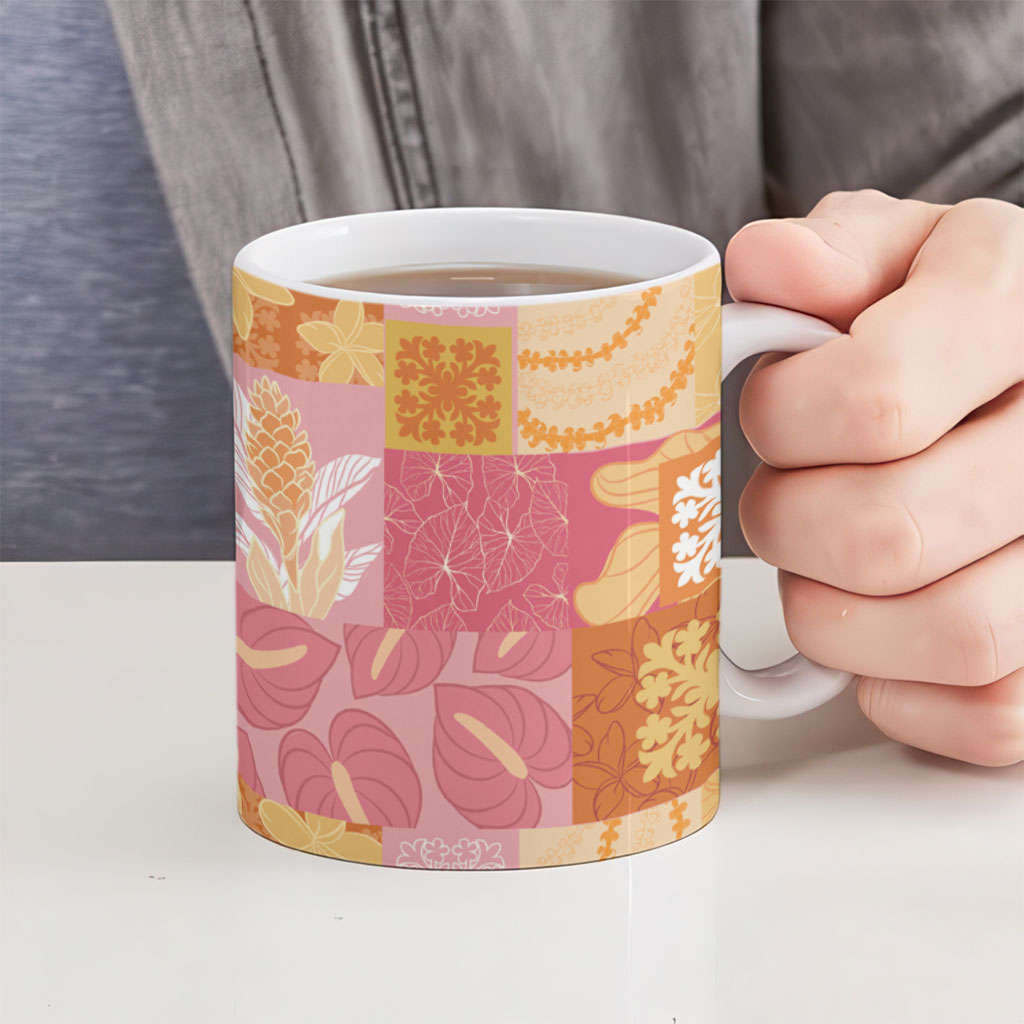 Aloha Hawaii Quilt Floral Patchwork Style Ceramic Mug LT14 - Polynesian Pride