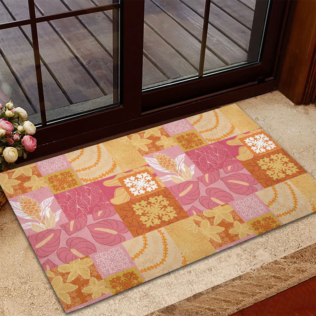 Aloha Hawaii Quilt Floral Patchwork Style Rubber Doormat LT14 - Polynesian Pride