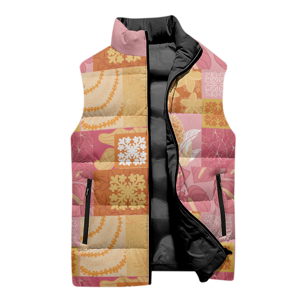 Aloha Hawaii Quilt Floral Patchwork Style Sleeveless Puffer Jacket LT14 - Polynesian Pride