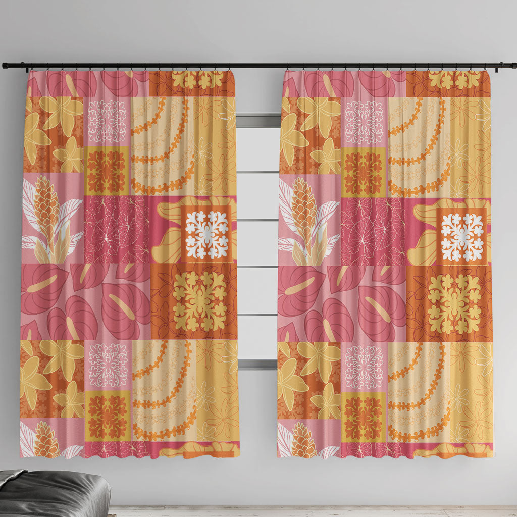 Aloha Hawaii Quilt Floral Patchwork Style Window Curtain LT14 With Hooks Multicolor - Polynesian Pride