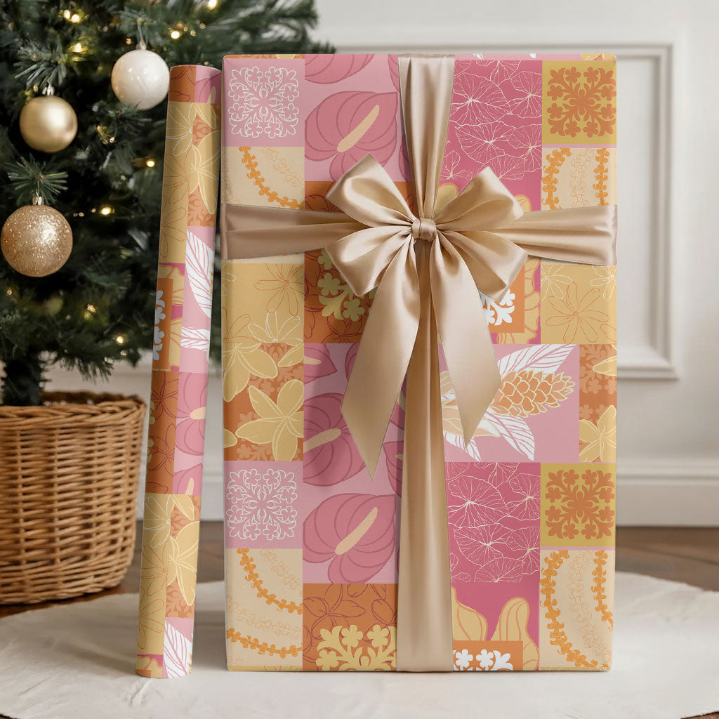 Aloha Hawaii Quilt Floral Patchwork Style Wrapping Paper LT14 - Polynesian Pride