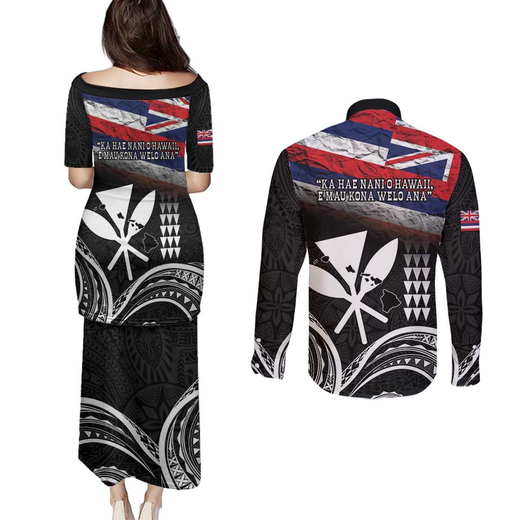 Hawaii Independence Day Couples Matching Puletasi and Long Sleeve Button Shirt La Kuokoa - Happy 28th November LT14 - Polynesian Pride