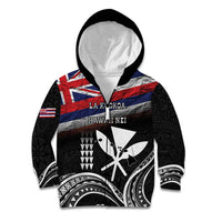Hawaii Independence Day Kid Hoodie La Kuokoa - Happy 28th November LT14 Zip Hoodie Black - Polynesian Pride