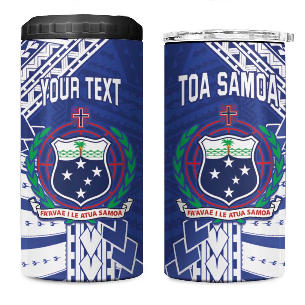 Toa Samoa Rugby Custom 4 in 1 Can Cooler Tumbler Go Champions Pacific Samoan Pattern - Polynesian Pride