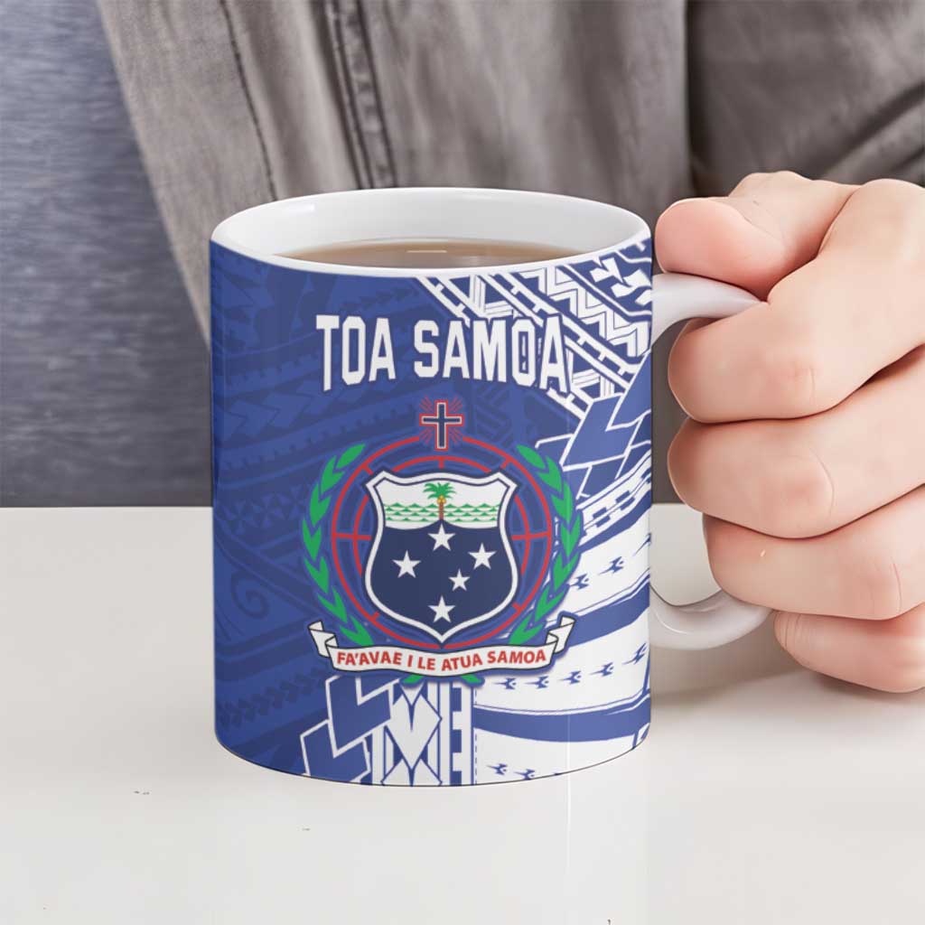 Toa Samoa Rugby Custom Ceramic Mug Go Champions Pacific Samoan Pattern - Polynesian Pride
