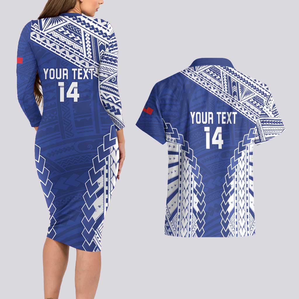 Toa Samoa Rugby Custom Couples Matching Long Sleeve Bodycon Dress and Hawaiian Shirt Go Champions Pacific Samoan Pattern - Polynesian Pride