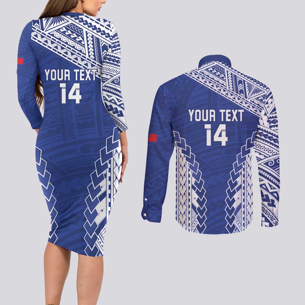 Toa Samoa Rugby Custom Couples Matching Long Sleeve Bodycon Dress and Long Sleeve Button Shirt Go Champions Pacific Samoan Pattern - Polynesian Pride