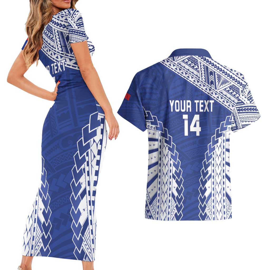 Toa Samoa Rugby Custom Couples Matching Short Sleeve Bodycon Dress and Hawaiian Shirt Go Champions Pacific Samoan Pattern - Polynesian Pride