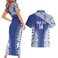 Toa Samoa Rugby Custom Couples Matching Short Sleeve Bodycon Dress and Hawaiian Shirt Go Champions Pacific Samoan Pattern - Polynesian Pride