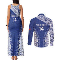 Toa Samoa Rugby Custom Couples Matching Tank Maxi Dress and Long Sleeve Button Shirt Go Champions Pacific Samoan Pattern - Polynesian Pride