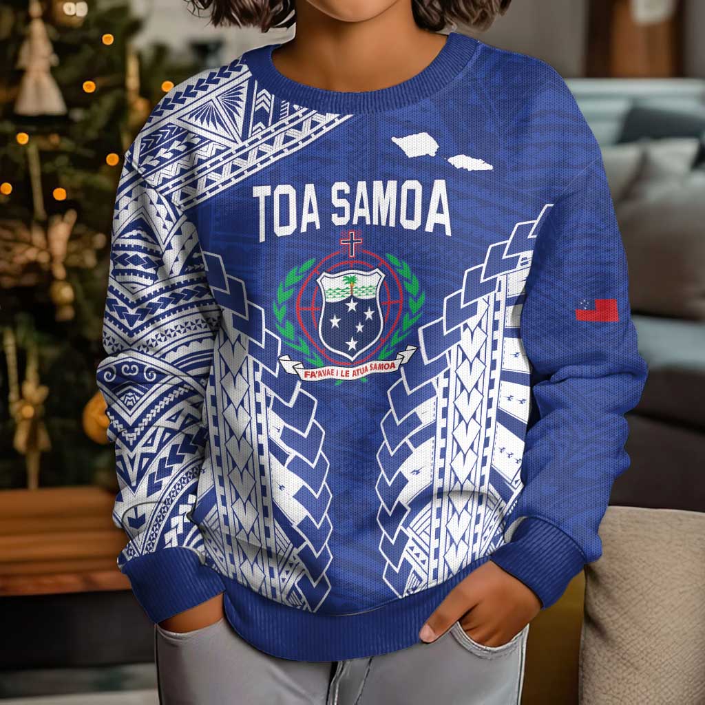 Toa Samoa Rugby Custom Kid Ugly Christmas Sweater Go Champions Pacific Samoan Pattern - Polynesian Pride
