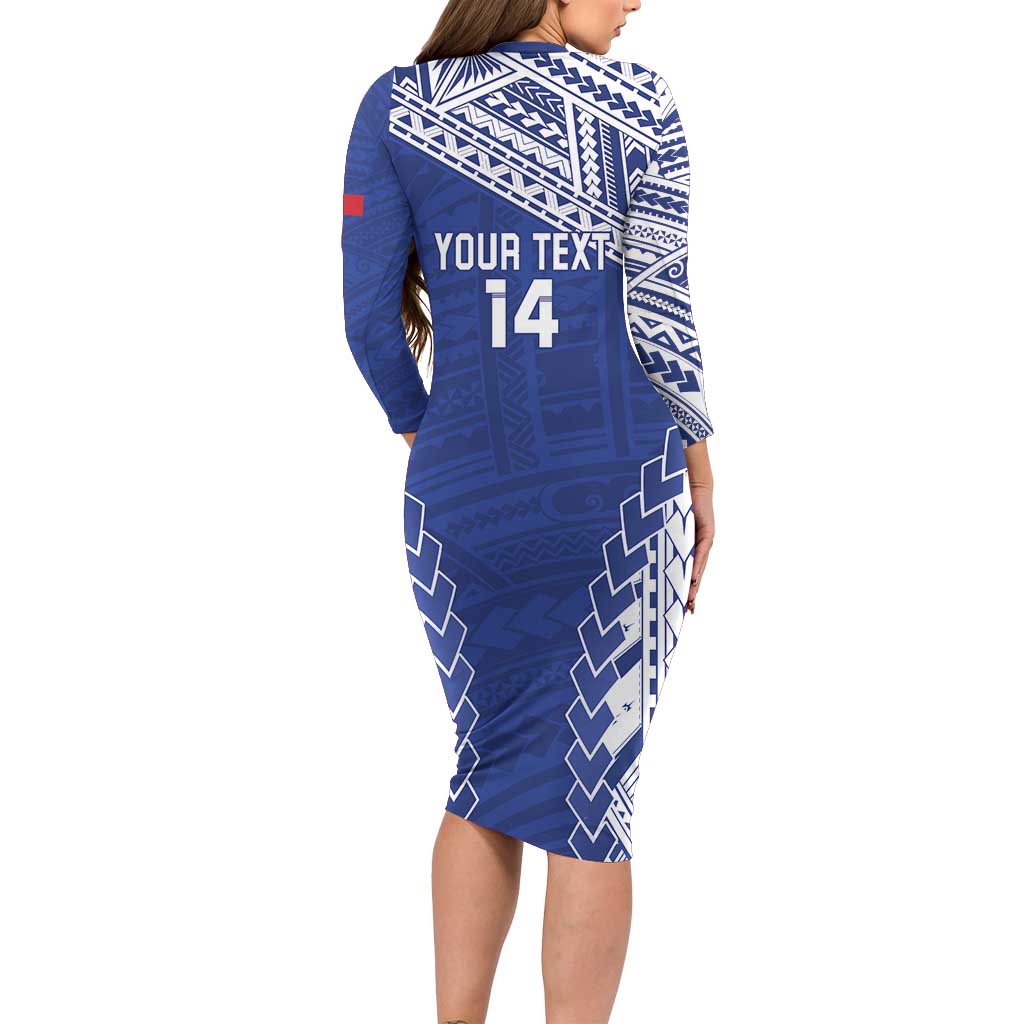 Toa Samoa Rugby Custom Long Sleeve Bodycon Dress Go Champions Pacific Samoan Pattern - Polynesian Pride