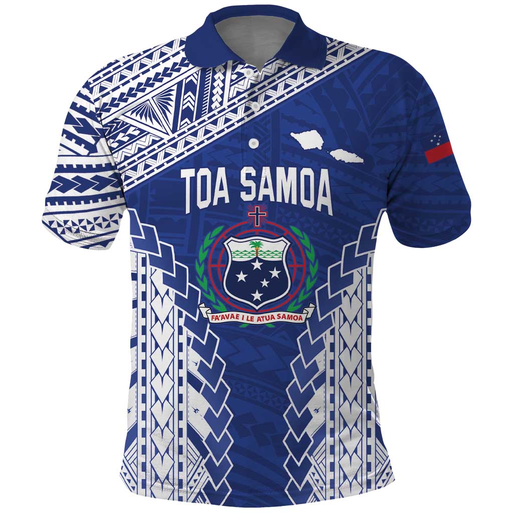 Toa Samoa Rugby Custom Polo Shirt Go Champions Pacific Samoan Pattern - Polynesian Pride