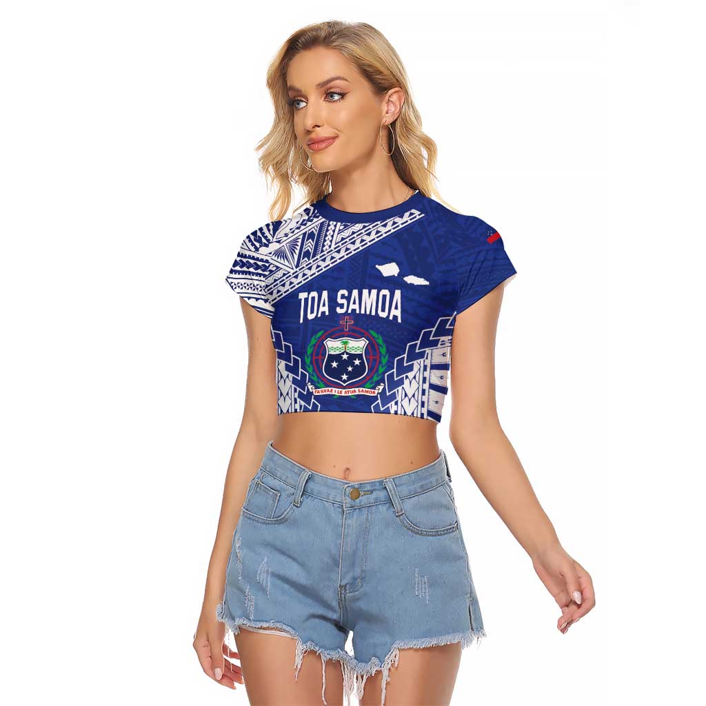Toa Samoa Rugby Custom Raglan Cropped T Shirt Go Champions Pacific Samoan Pattern - Polynesian Pride