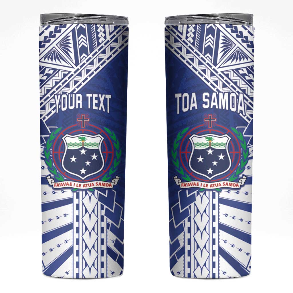 Toa Samoa Rugby Custom Skinny Tumbler Go Champions Pacific Samoan Pattern - Polynesian Pride