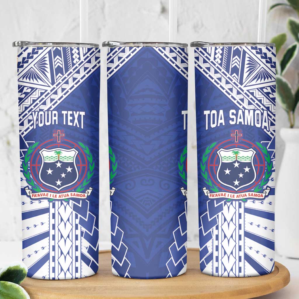 Toa Samoa Rugby Custom Skinny Tumbler Go Champions Pacific Samoan Pattern - Polynesian Pride