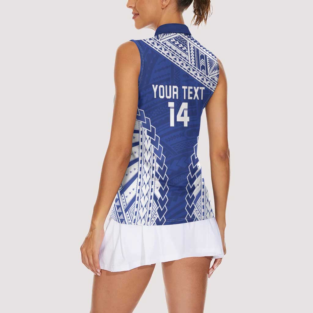 Toa Samoa Rugby Custom Women Sleeveless Polo Shirt Go Champions Pacific Samoan Pattern - Polynesian Pride