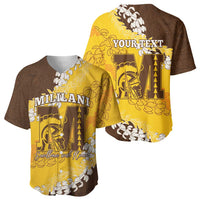 Personalized Mililani Hawaii High School Baseball Jersey Puakenikeni Lei Hawaiian Pattern - Polynesian Pride