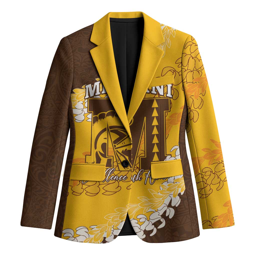 Personalized Mililani Hawaii High School Blazer Puakenikeni Lei Hawaiian Pattern LT14 Unisex Yellow - Polynesian Pride