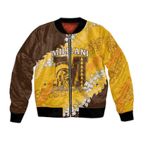 Personalized Mililani Hawaii High School Bomber Jacket Puakenikeni Lei Hawaiian Pattern LT14 Unisex Yellow - Polynesian Pride
