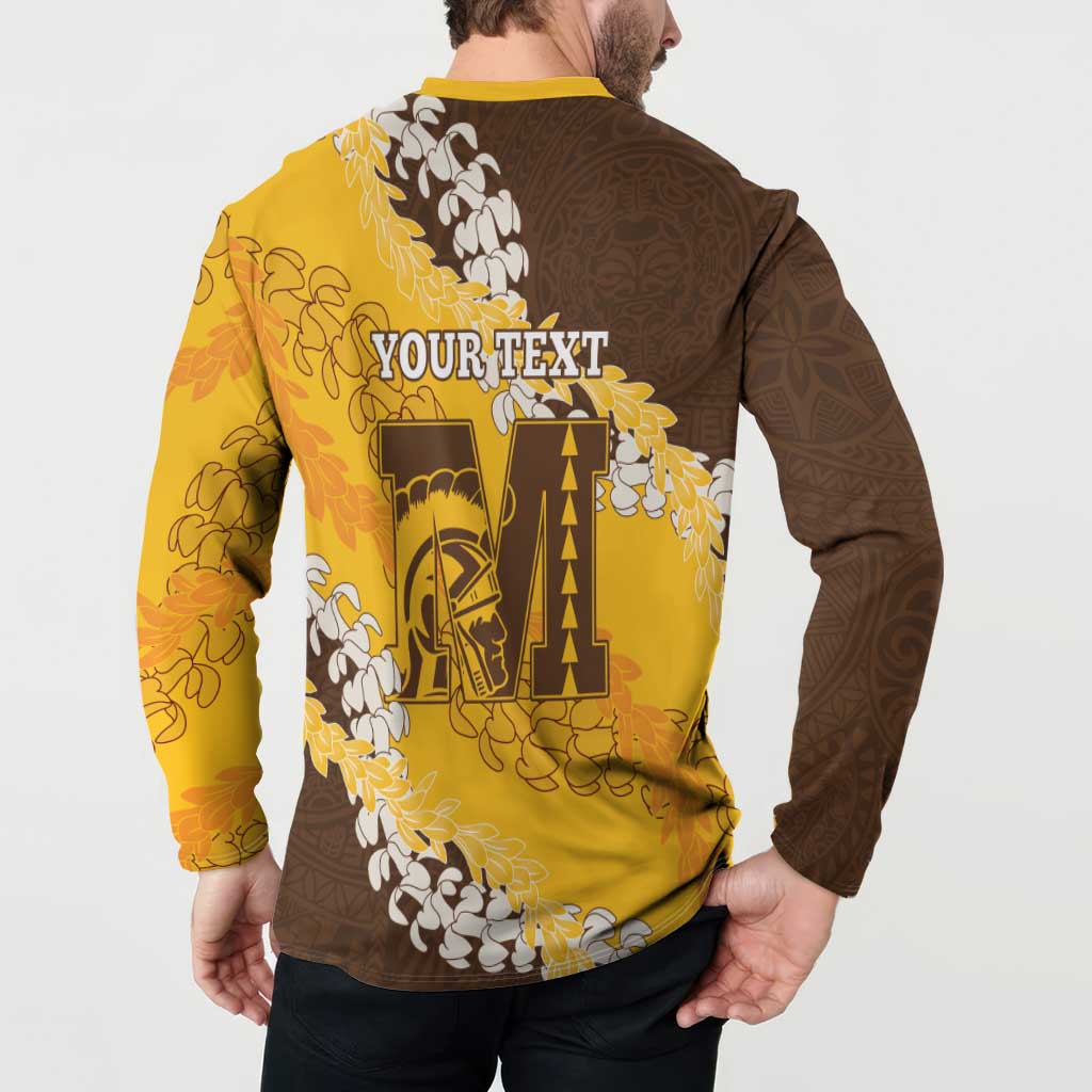 Personalized Mililani Hawaii High School Button Sweatshirt Puakenikeni Lei Hawaiian Pattern LT14 - Polynesian Pride