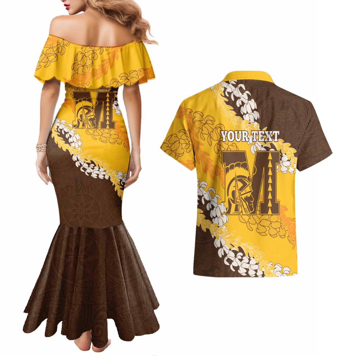Personalized Mililani Hawaii High School Couples Matching Mermaid Dress and Hawaiian Shirt Puakenikeni Lei Hawaiian Pattern LT14 - Polynesian Pride