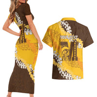 Personalized Mililani Hawaii High School Couples Matching Short Sleeve Bodycon Dress and Hawaiian Shirt Puakenikeni Lei Hawaiian Pattern LT14 - Polynesian Pride