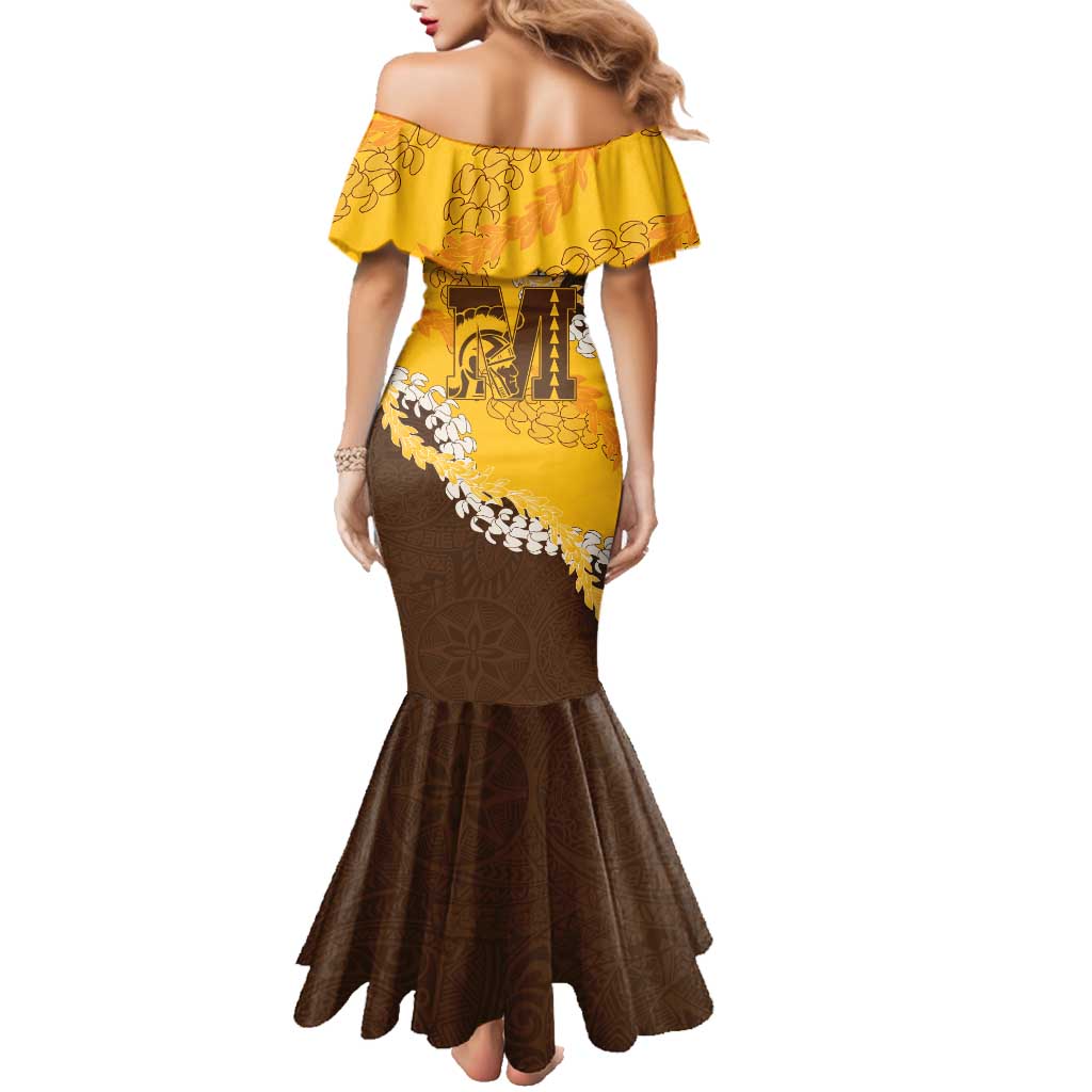 Personalized Mililani Hawaii High School Family Matching Mermaid Dress and Hawaiian Shirt Puakenikeni Lei Hawaiian Pattern - Polynesian Pride